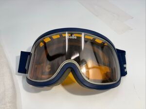 Vintage Bollé Ski Goggles Blue Frame Amber Lens Retro Snow Goggles w/ Pouch